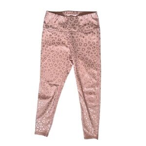 Women’s Pink Metallic Leopard Print High-Waisted Leggings - Stretch Fit